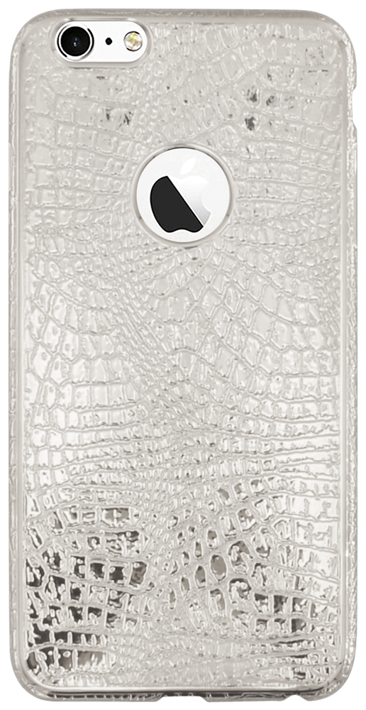 Apple iPhone 6 szilikon tok logó kihagyós krokodilbőr mintás ezüst