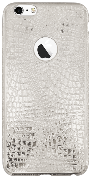 Apple iPhone 6 szilikon tok logó kihagyós krokodilbőr mintás ezüst