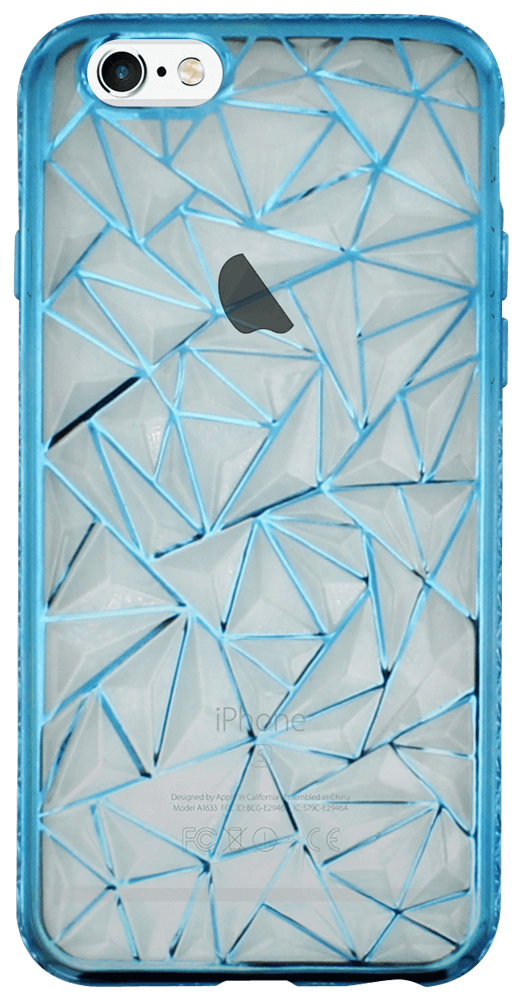 Apple iPhone 6S szilikon tok kék kerettel háromszög minta átlátszó