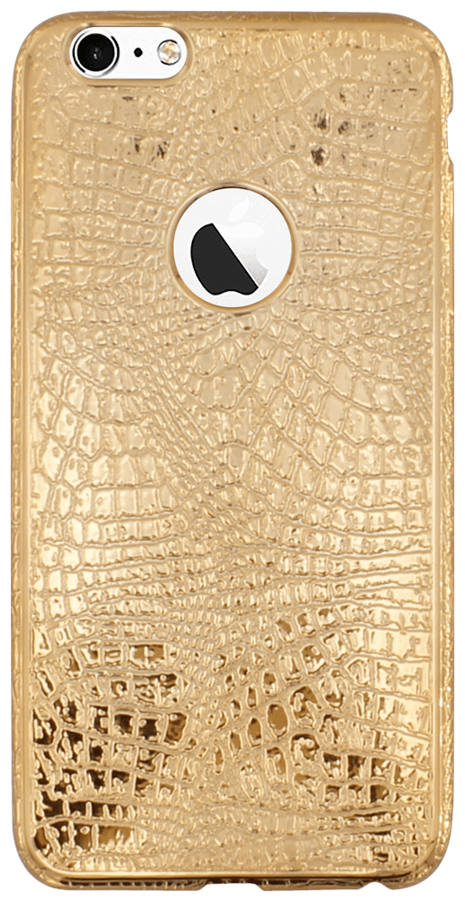 Apple iPhone 6 Plus szilikon tok logó kihagyós krokodilbőr mintás arany