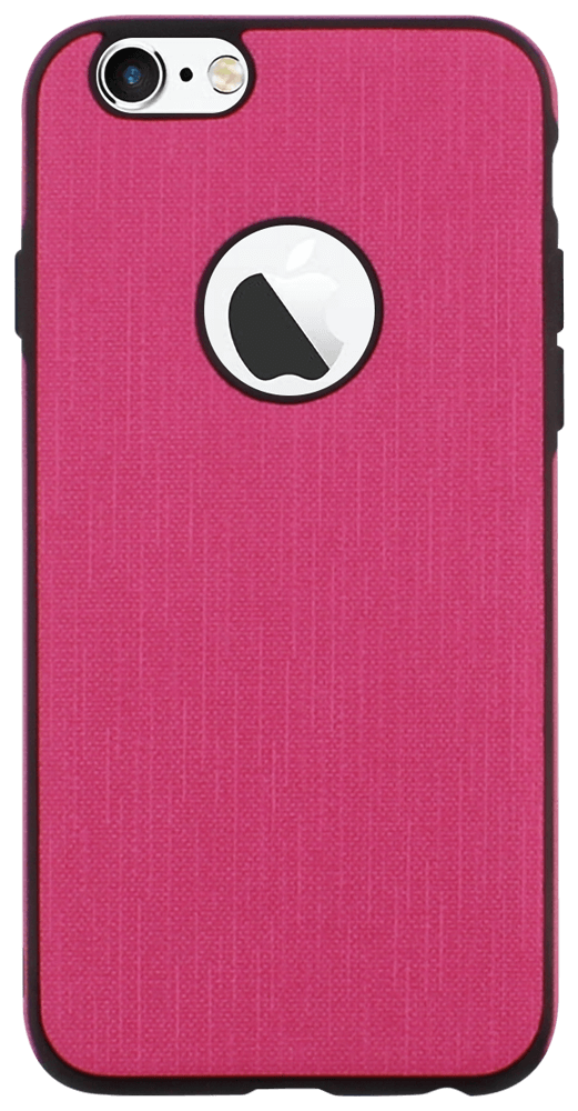 Apple iPhone 6 szilikon tok logó kihagyós szövetminta rózsaszín