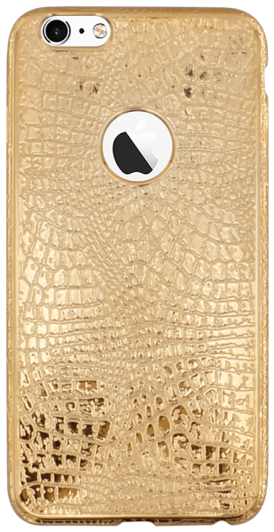Apple iPhone 6S Plus szilikon tok logó kihagyós krokodilbőr mintás arany