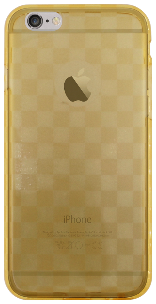 Apple iPhone 6 szilikon tok logónál átlátszó sakktábla minta átlátszó sárga