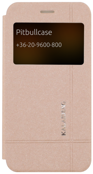 Apple iPhone 6S Plus oldalra nyíló flipes bőrtok gyári KALAIDENG mikroszálas rozéarany