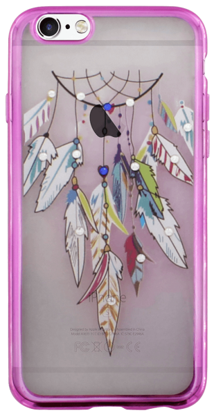 Apple iPhone 6 szilikon tok fémhatású keret átlátszó/rózsaszín