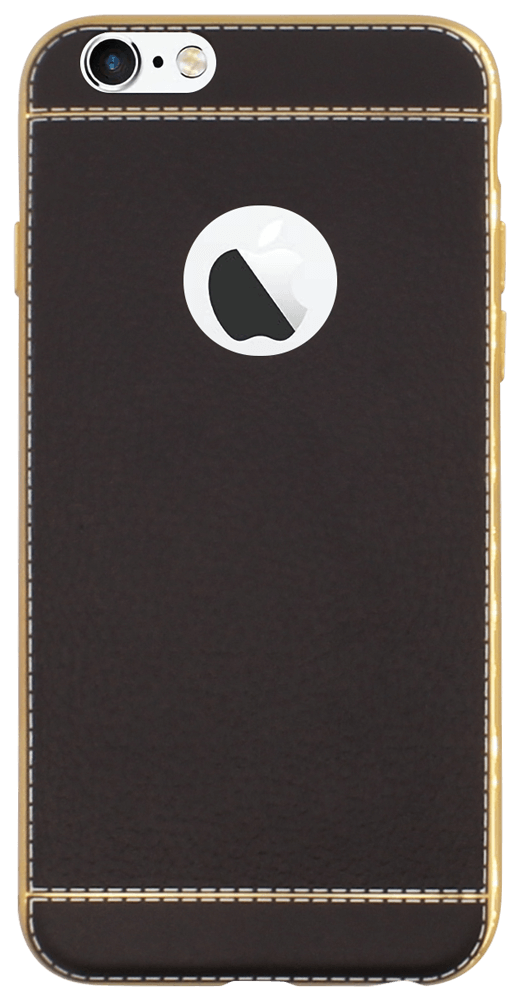 Apple iPhone 6 szilikon tok bőrhatású logó kihagyós fekete