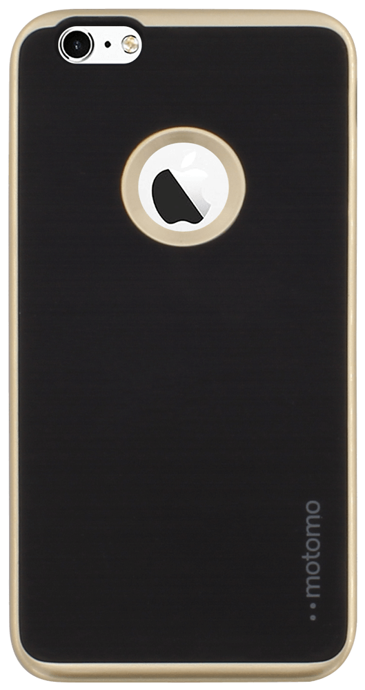Apple iPhone 6 Plus szilikon tok gyári MOTOMO arany színű műanyag keret logó kihagyós fekete