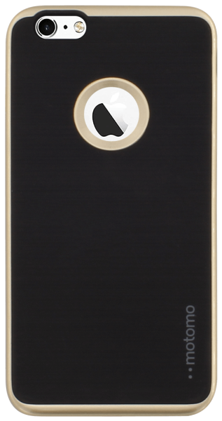 Apple iPhone 6 Plus szilikon tok gyári MOTOMO arany színű műanyag keret logó kihagyós fekete
