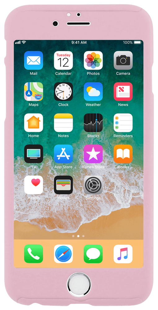 Apple iPhone 6 kemény hátlap logó kihagyós 360 ° védelem babarózsaszín