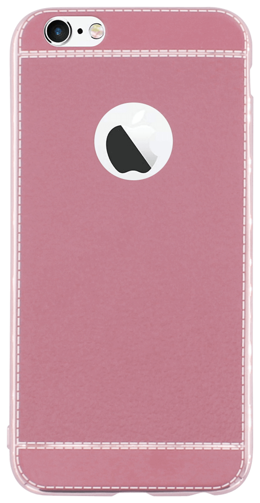 Apple iPhone 6S szilikon tok logónál átlátszó bőrhatású babarózsaszín