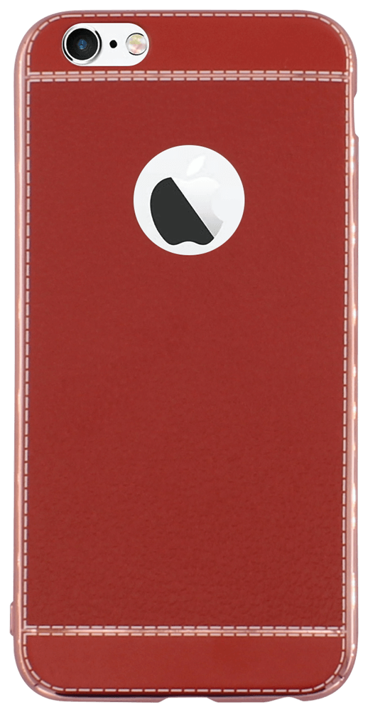 Apple iPhone 6 szilikon tok logónál átlátszó bőrhatású piros