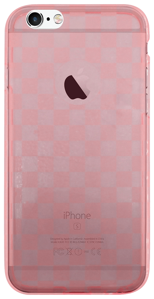 Apple iPhone 6S szilikon tok sakktábla minta átlátszó/rózsaszín