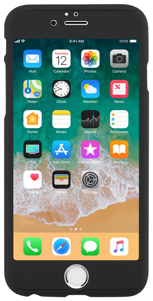 Apple iPhone 6S kemény hátlap logó kihagyós 360 ° védelem fekete