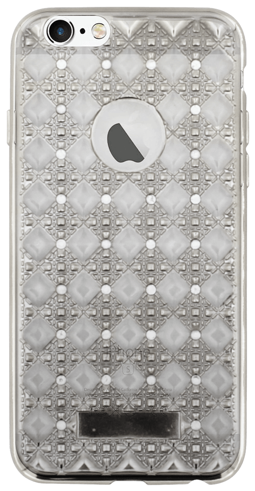 Apple iPhone 6 szilikon tok logónál átlátszó rombusz mintás átlátszó/ezüst