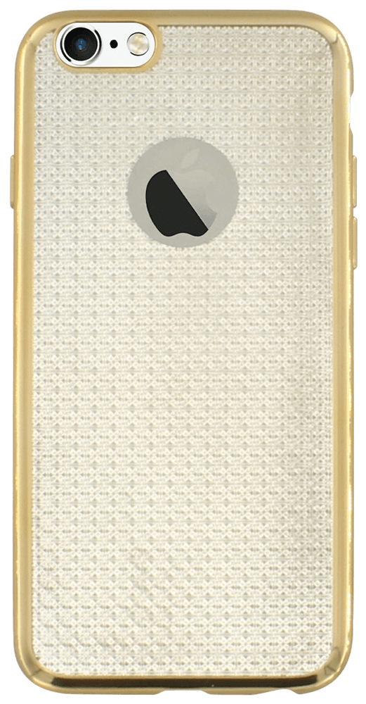 Apple iPhone 6 szilikon tok logónál átlátszó arany színű keret átlátszó