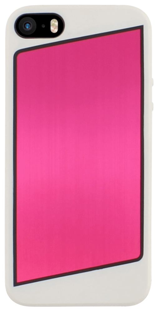 Apple iPhone SE (2016) kemény hátlap középen fémlappal rózsaszín/fehér