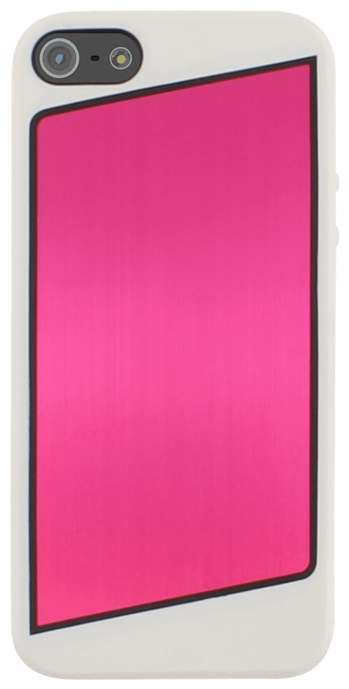 Apple iPhone 5 kemény hátlap középen fémlappal rózsaszín/fehér