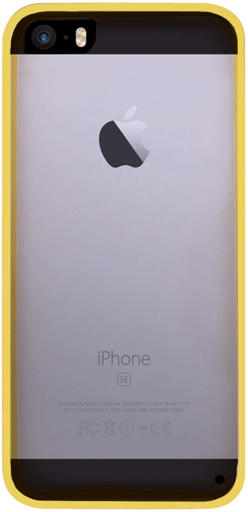 Apple iPhone SE (2016) kemény hátlap citromsárga szilikon kerettel víztiszta