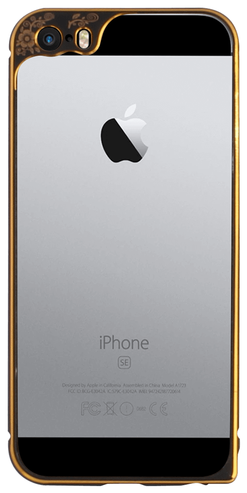 Apple iPhone SE (2016) bumper kameravédővel fekete/arany