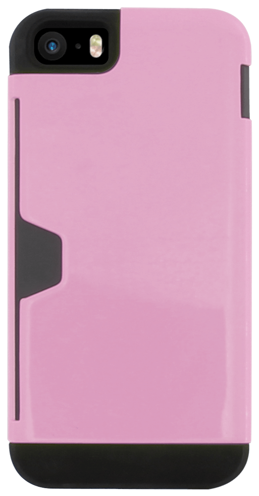 Apple iPhone SE (2016) szilikon tok bankkártya tartó fekete/rózsaszín