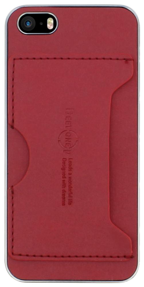 Apple iPhone 5S kemény hátlap gyári BEETONE P szövet hatású piros/ezüst