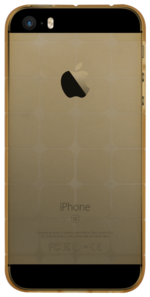 Apple iPhone SE (2016) szilikon tok négyzet minta átlátszó arany