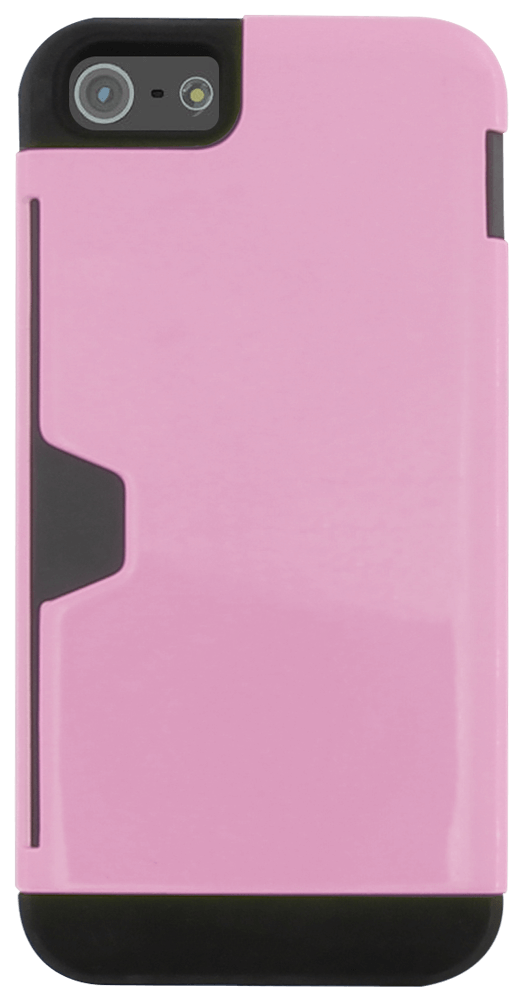 Apple iPhone 5 szilikon tok bankkártya tartó fekete/rózsaszín