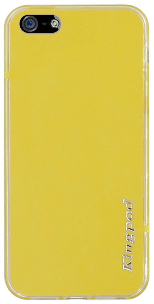 Apple iPhone SE (2016) kemény hátlap gyári KINGPAD szilikon keret sárga/átlátszó
