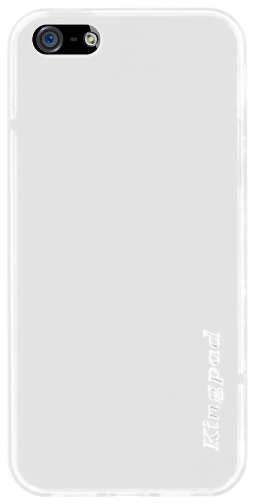 Apple iPhone 5 kemény hátlap gyári KINGPAD szilikon keret átlátszó/fehér