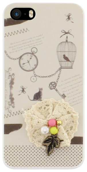 Apple iPhone SE (2016) kemény hátlap csipkével bézs