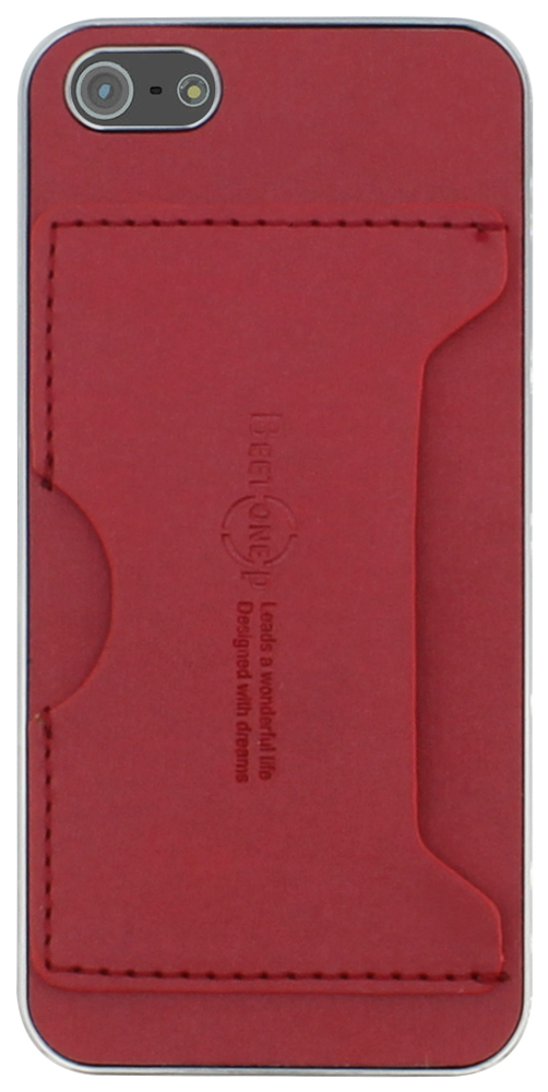 Apple iPhone 5 kemény hátlap gyári BEETONE P szövet hatású piros/ezüst
