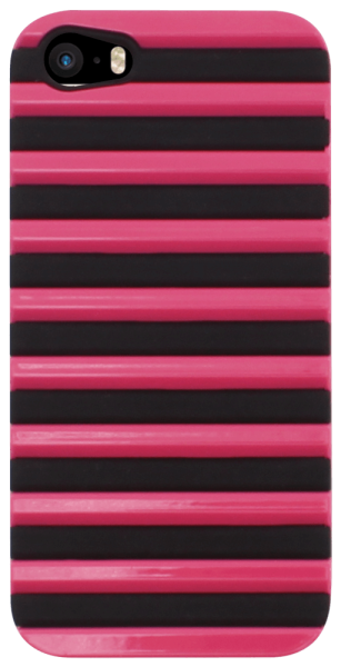 Apple iPhone 5S kemény hátlap 3D rács minta fekete/rózsaszín