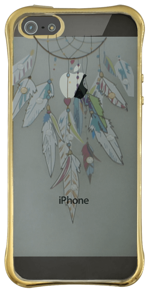 Apple iPhone 5 szilikon tok fémhatású keret arany/ezüst
