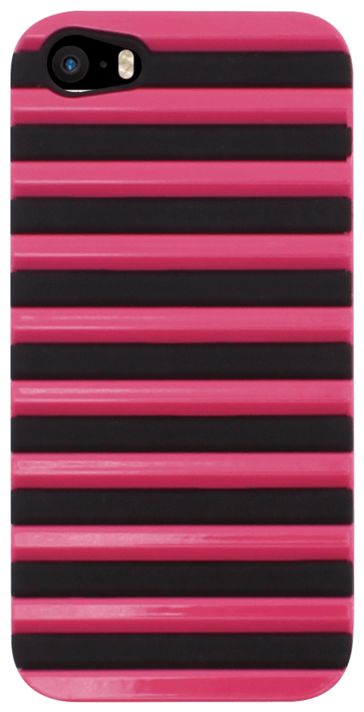 Apple iPhone SE (2016) kemény hátlap 3D rács minta fekete/rózsaszín