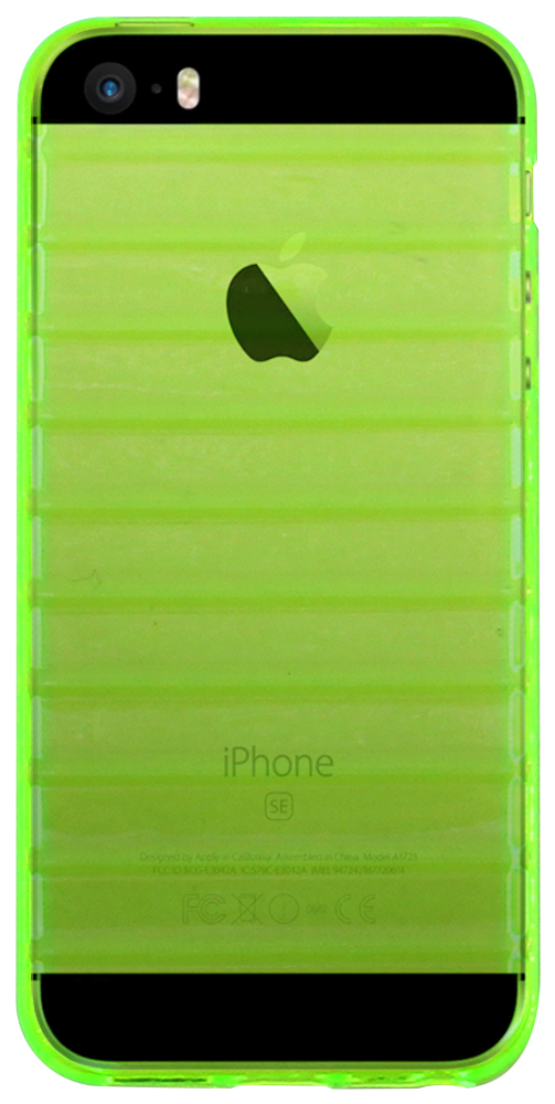 Apple iPhone SE (2016) szilikon tok vízszintes barázdákkal átlátszó zöld
