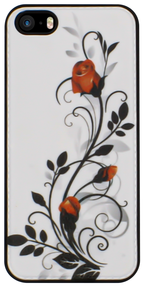 Apple iPhone 5S kemény hátlap virágmintás fekete/fehér