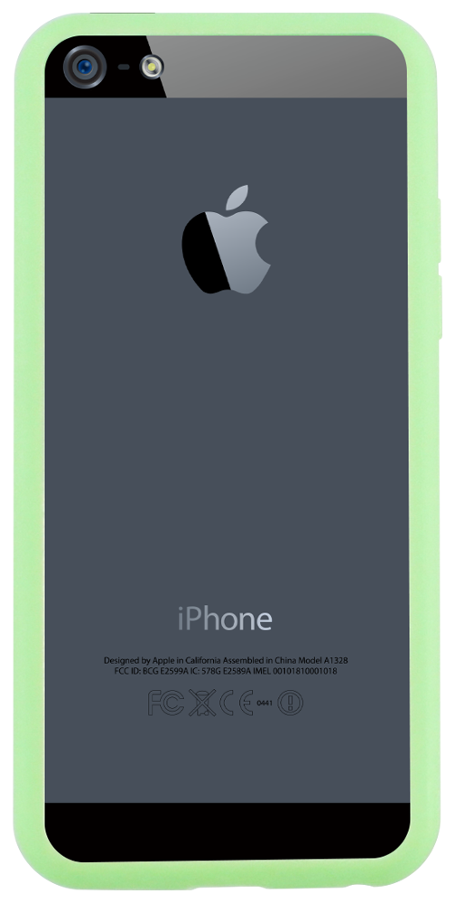 Apple iPhone 5 kemény hátlap zöld szilikon kerettel víztiszta