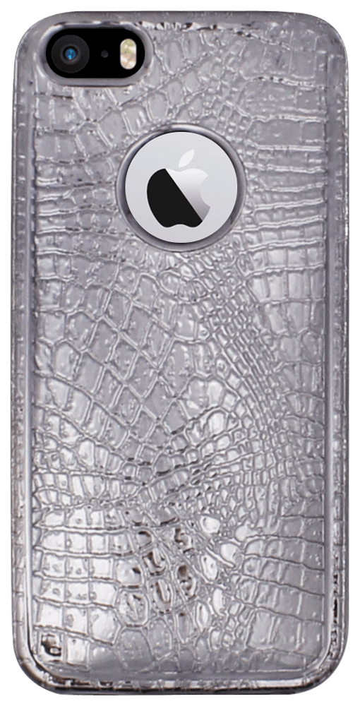 Apple iPhone SE (2016) szilikon tok logó kihagyós krokodilbőr mintás szürke