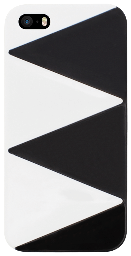 Apple iPhone SE (2016) kemény hátlap zig-zag mintás fekete/fehér