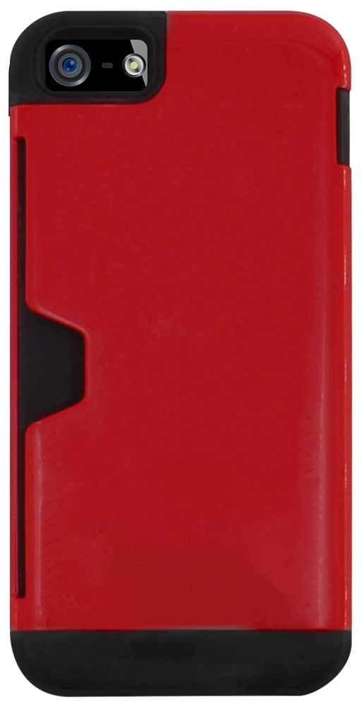 Apple iPhone SE (2016) szilikon tok műanyag hátlap fekete/piros