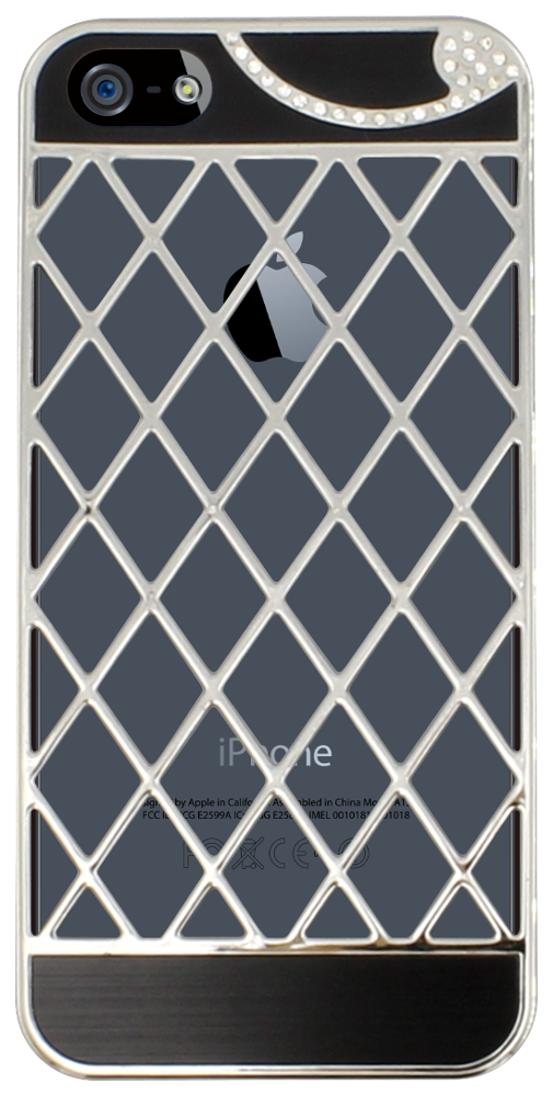 Apple iPhone 5 kemény hátlap 3D rács minta fekete/ezüst