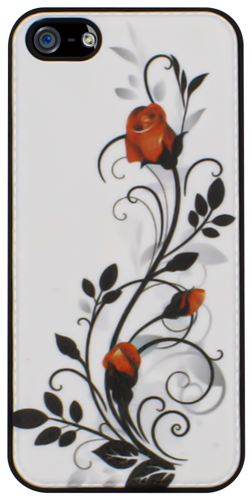 Apple iPhone 5 kemény hátlap virágmintás fekete/fehér