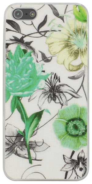 Apple iPhone 5 kemény hátlap virágmintás fehér