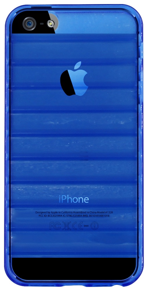 Apple iPhone 5 szilikon tok vízszintes barázdákkal átlátszó kék