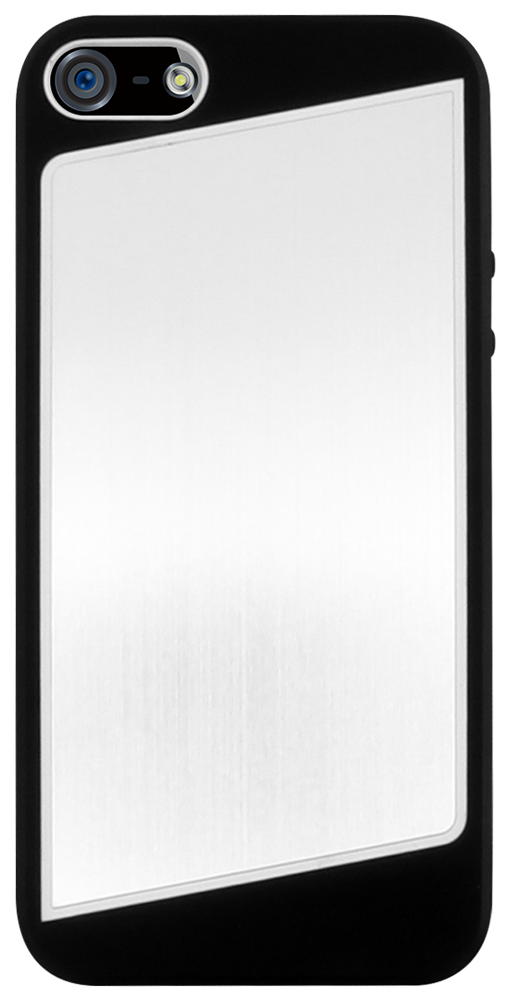 Apple iPhone 5S kemény hátlap középen fémlappal fekete/ezüst