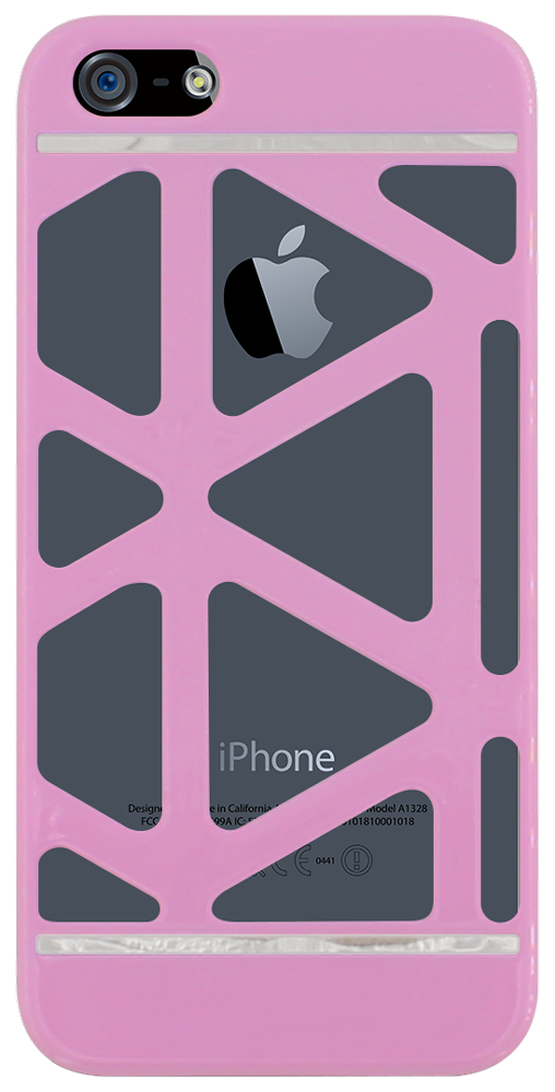 Apple iPhone 5S kemény hátlap háromszög kivágásokkal rózsaszín