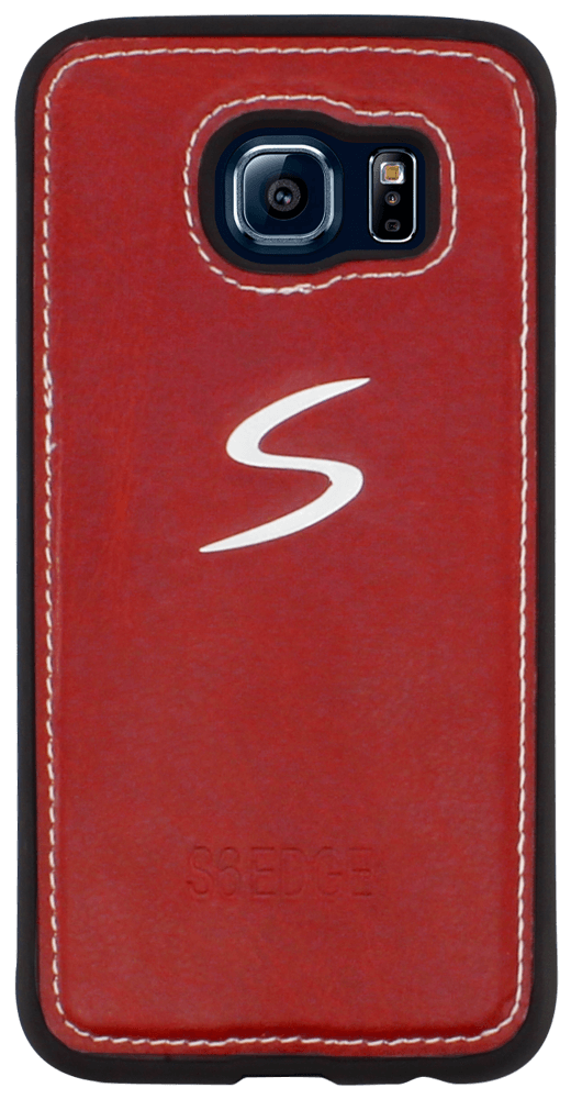 Samsung Galaxy S6 EDGE plus szilikon tok bőrhatású piros/fekete