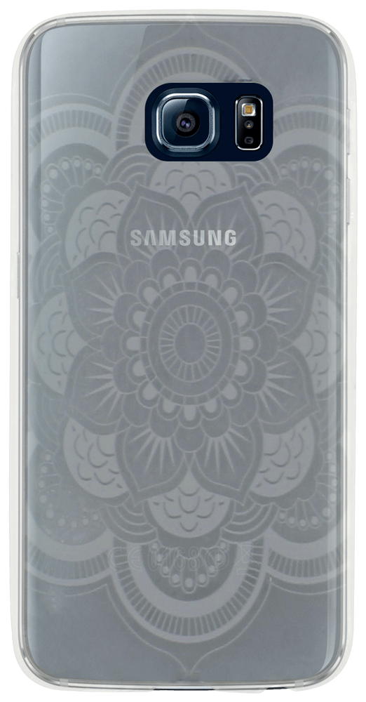 Samsung Galaxy S6 EDGE ultravékony szilikon tok damaszkuszi virág mintás fehér/átlátszó