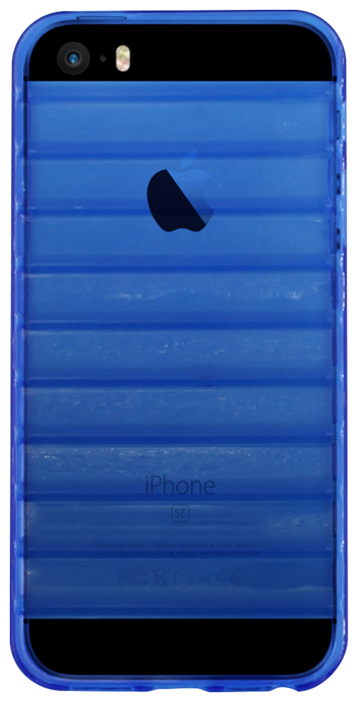 Apple iPhone 5S szilikon tok vízszintes barázdákkal átlátszó kék