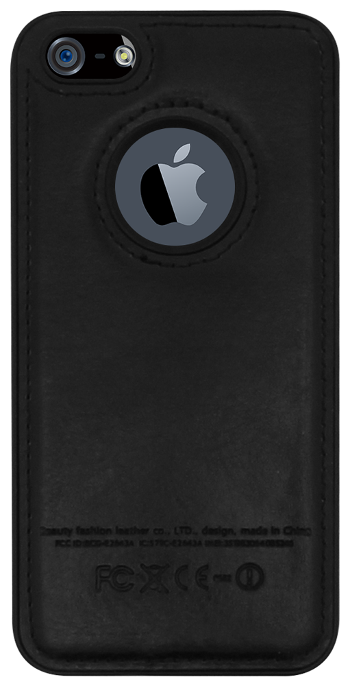 Apple iPhone 5 kemény hátlap logó kihagyós bőrhatású fekete